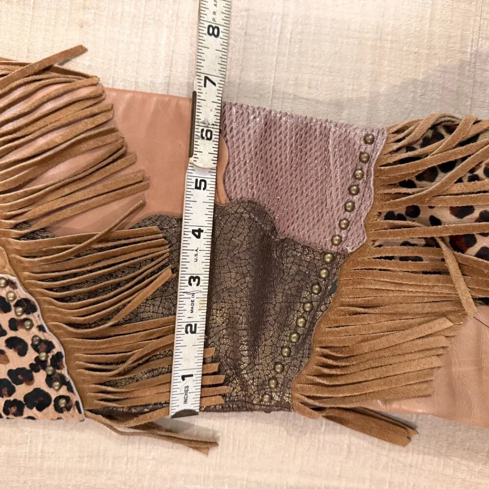 EL DANTE BOOTS/Rare,Vintage,High Fashion,Patchwork,Fringe Boots,Western Chic - Picture 6 of 10